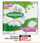 Twinsaver 2 Ply Toilet Rolls-9's Per Pack
