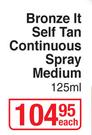 Tropitone Bronze It Self Tan Continuous Spray Medium-125ml Each