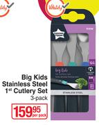 Tommee Tippee Big Kids Stainless Steel 1st Cutlery Set-3 Pack Per Pack