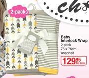 Baby Interlock Wrap Assorted 76 x 76cm-2 Per Pack