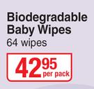 Pure Beginings Biogradable Baby Wipes-64 Wipes Per Pack