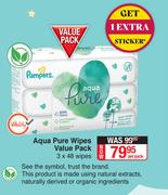 Pampers Aqua Pure Wipes Value Pack-3x48's Pack Per Pack