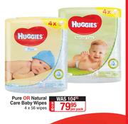 Huggies Pure Or Natural Care Baby Wipes-4x56's Per Pack