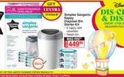 Tommee Tippee Simplee Sangenic Nappy Disposal Bin Starter Kit