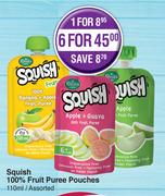 Squish 100% Fruit Puree Pouches Assorted-110ml Each