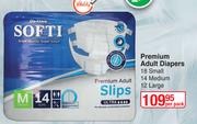Softi Premium Adult Diapers 18 Small, 14 Medium, 12 Large-Per Pack