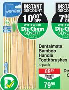 Dentalmate Bamboo Handle Toothbrushes 4 Pack