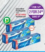 Dentalmate Cool Mint Toothpaste-For 2 x 75ml 
