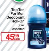 Top Ten For Men Deodorant Roll On Assorted-50ml Each
