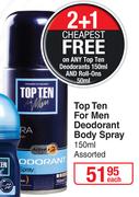 Top Ten For Men Deodorant Body Spray Assorted-150ml Each