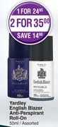 Yardley English Blazer Anti Perspirant Roll On Assorted-50ml