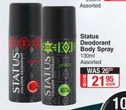 Status Deodorant Body Spray Assorted-130ml Each