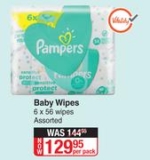 Pampers Baby Wipes 6 x 56 Wipes Assorted-Per Pack