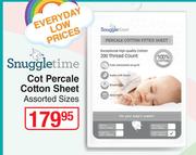 Snuggletime Cot Percale Cotton Sheet (Assorted Sizes)