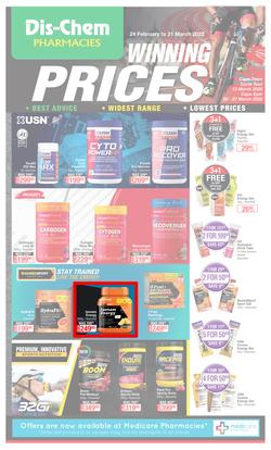 Dis-Chem : Winning Prices Sport (24 February - 21 March 2022), page 1
