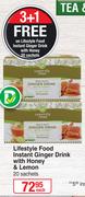 Lifestyle Food Instant Ginger Drink With Honey & Lemon-20 Sachets Each