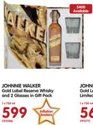 Johnnie Walker Gold Label Reserve Whisky And 2 Glasses In Gift Pack-750ml