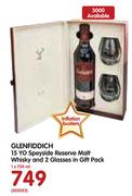 Glenfiddich 15 YO Speyside Reserve Malt Whisky And 2 Glasses In Gift Pack-750ml