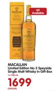 Macallan Limited Edition No.3 Speyside Single Malt Whisky in Gift Box-750ml