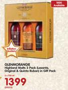 Glenmorangie Highland Malts 3 Pack (Lasanta, Original & Quinta Ruban) in Gift Pack-3 x 750ml