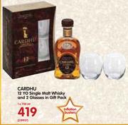 Cardhu 12 YO Single Malt Whisky 750ml And 2 Glasses In Gift Pack