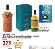 The Singleton 12 Yo Dufftown Single Malt Scotch Whisky In Leather Holder Gift Pack Or 2 Glasses