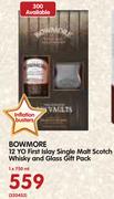 Bowmore 12 YO First Islay Single Malt Scotch Whisky 750ml And Gift Pack