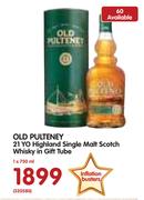 Old Pulteney 21 YO Highland Single Malt Scotch Whisky 750ml In Gift Tube