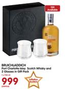 Bruichladdich Port Charlotte Islay Scotch Whisky and 2 Glasses in Gift Pack-750ml