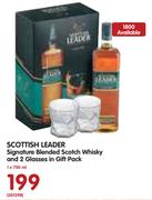 Scottish Leader Signature Blended Scotch Whisky and 2 Glasses in Gift Pack-750ml
