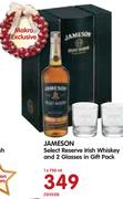 Jameson Select Reserve Irish Whiskey And 2 Glasses In Gift Pack-1x750ml