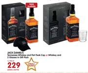 Jack Daniel’s Tennessee Whiskey And Flat Peak Cap Or Whiskey And 2 Glasses In Gift Pack-1x750ml