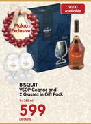 Bisquit VSOP Cognac And 2 Glasses In Gift Pack-1x750ml