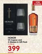 Honor VS Cognac And 2 Glasses In Gift Pack-1x750ml