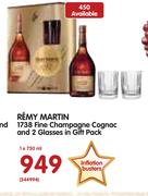 Remy Martin 1738 Fine Champagne Cognac And 2 Glasses In Gift Pack-1x750ml