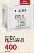 Wilder Cape Fynbos Gin And 3 Glasses In Gift Pack-1x500ml