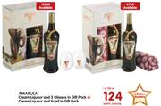 Amarula Cream Liqueur And 2 Glasses In Gift Pack Or Cream Liqueur And Scarf in Gift Pack-750ml Each