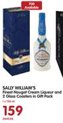 Sally William’s Finest Nought Cream Liqueur And 2 Glass Coasters  In Gift Pack-1x750ml