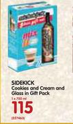 Sidekick Cookies And Cream And Glass In Gift Pack-1x750ml