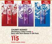 Chunky Monkey Strawberry/Cotton Candy Or Berry With Shot Glasses In Gift Pack-1x750ml