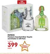 Patron Premium Imported Silver Tequila And Shaker In Gift Pack-1x750ml