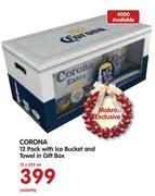 Corona 12 Pack With Ice Bucket And Towel In Gift Box-12x355ml