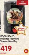 Robinson’s Imported Premium Trooper Beer Keg-1x5Ltr