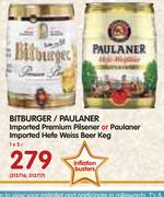 Bitburger/Paulaner Imported Premium Pilsener Or Pauline Imported Here Weiss Beer Keg-1x5Ltr