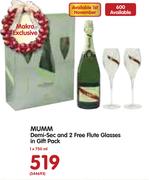 Mumm Dem-Sec And 2 Free Flute Glasses In Gift Pack-1x750ml