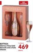 Bottega Glamour Rose Gold Moscato And 2 Flute Glasses-1x750ml