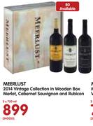 Meerlust 2014 Vintage Collection In Wooden Box Merlot/Cabernet Sauvignon And Rubicon-3x750ml