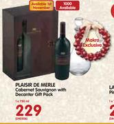 Plaisir DE Merle Cabernet Sauvignon With Decanter Gift Pack-1x750ml