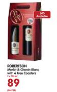 Robertson Merlot & Chenin Blanc with 6 Free Coasters-2 x 750ml