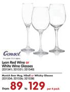 Lyon Red Wine Or White Wine Glasses-Per 4 Pack